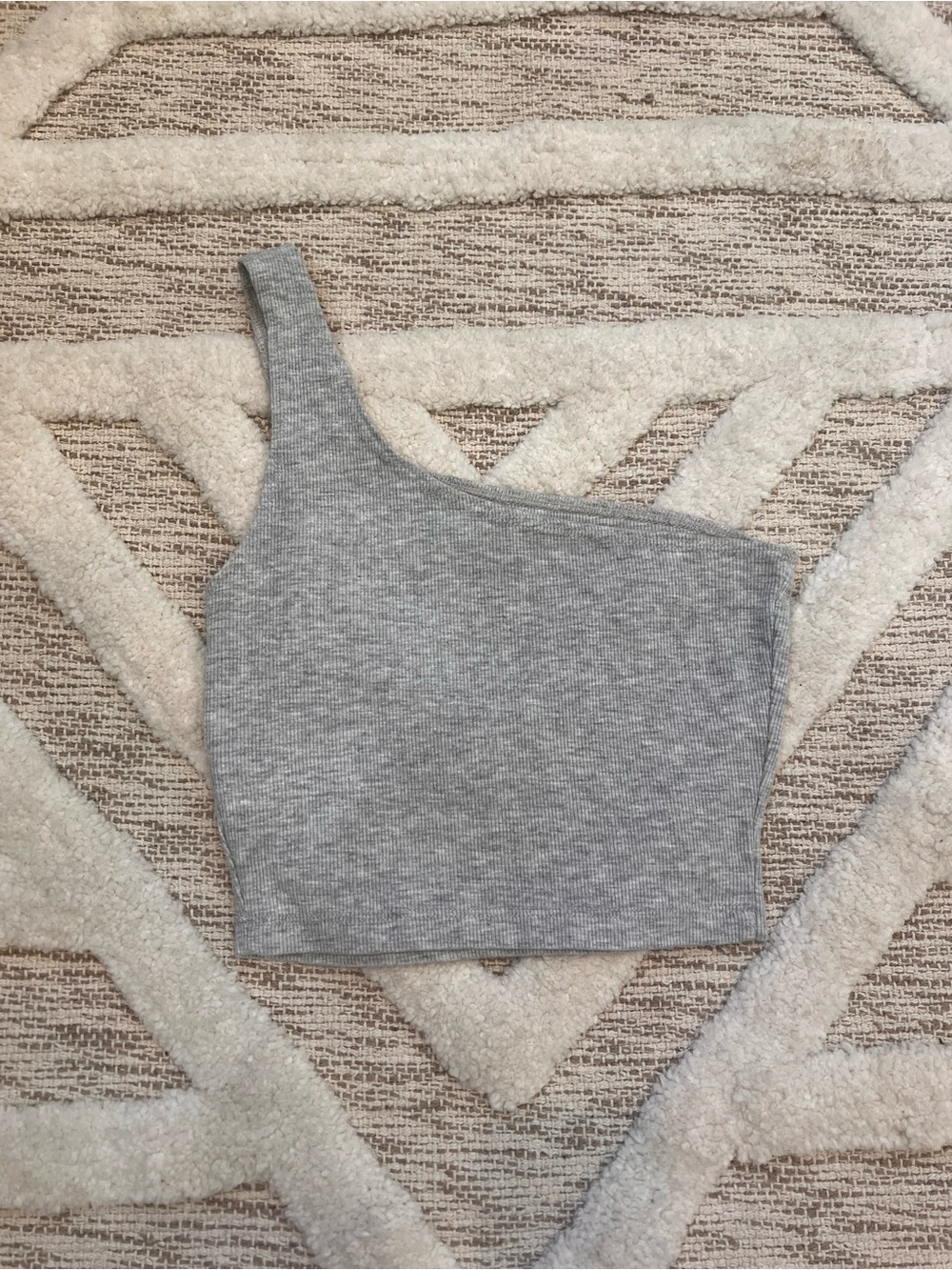 Joah Brown Single Strap One Shoulder Crop Tank Top Small/Med Heather Grey - Picture 2 of 6